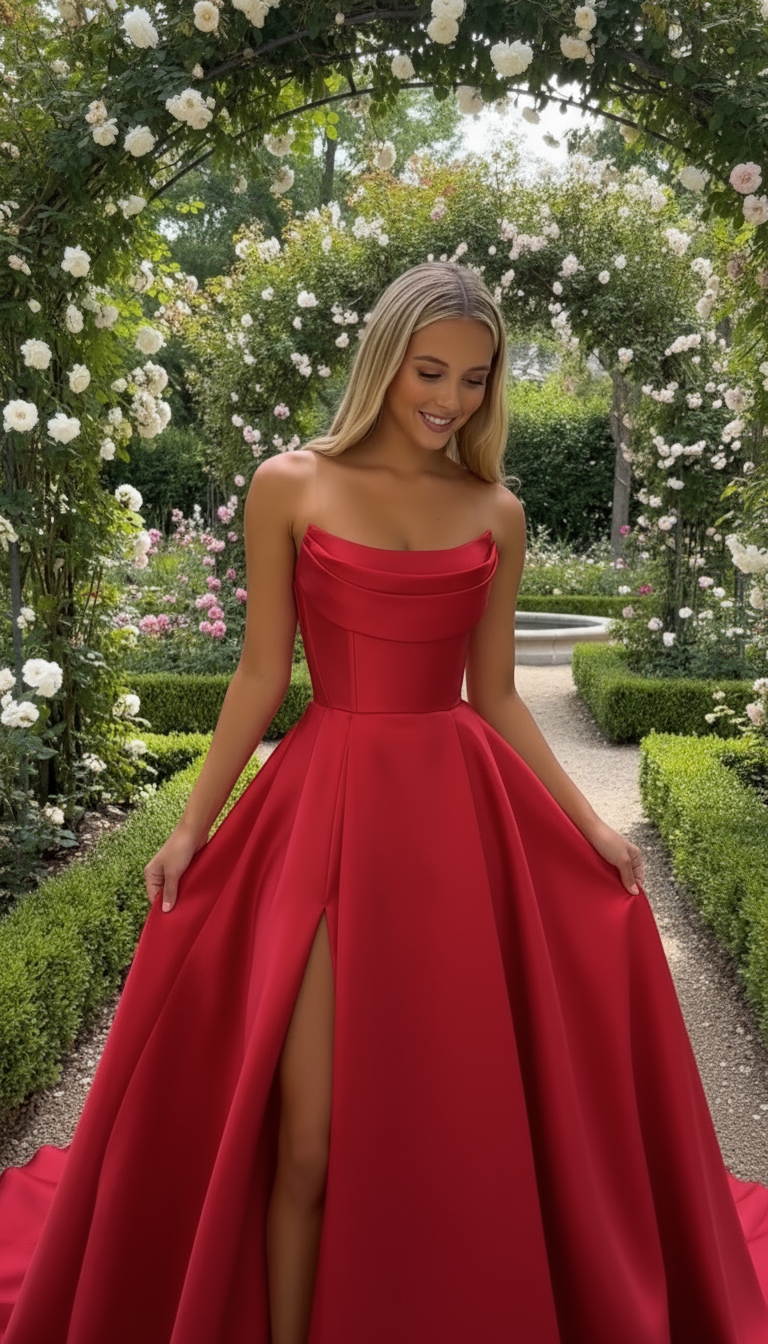 Strapless Satin Evening Gowns Collection
