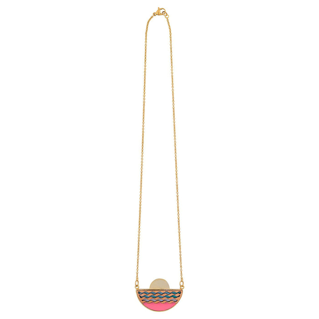 Sunset Recycled Wood Gold Necklace