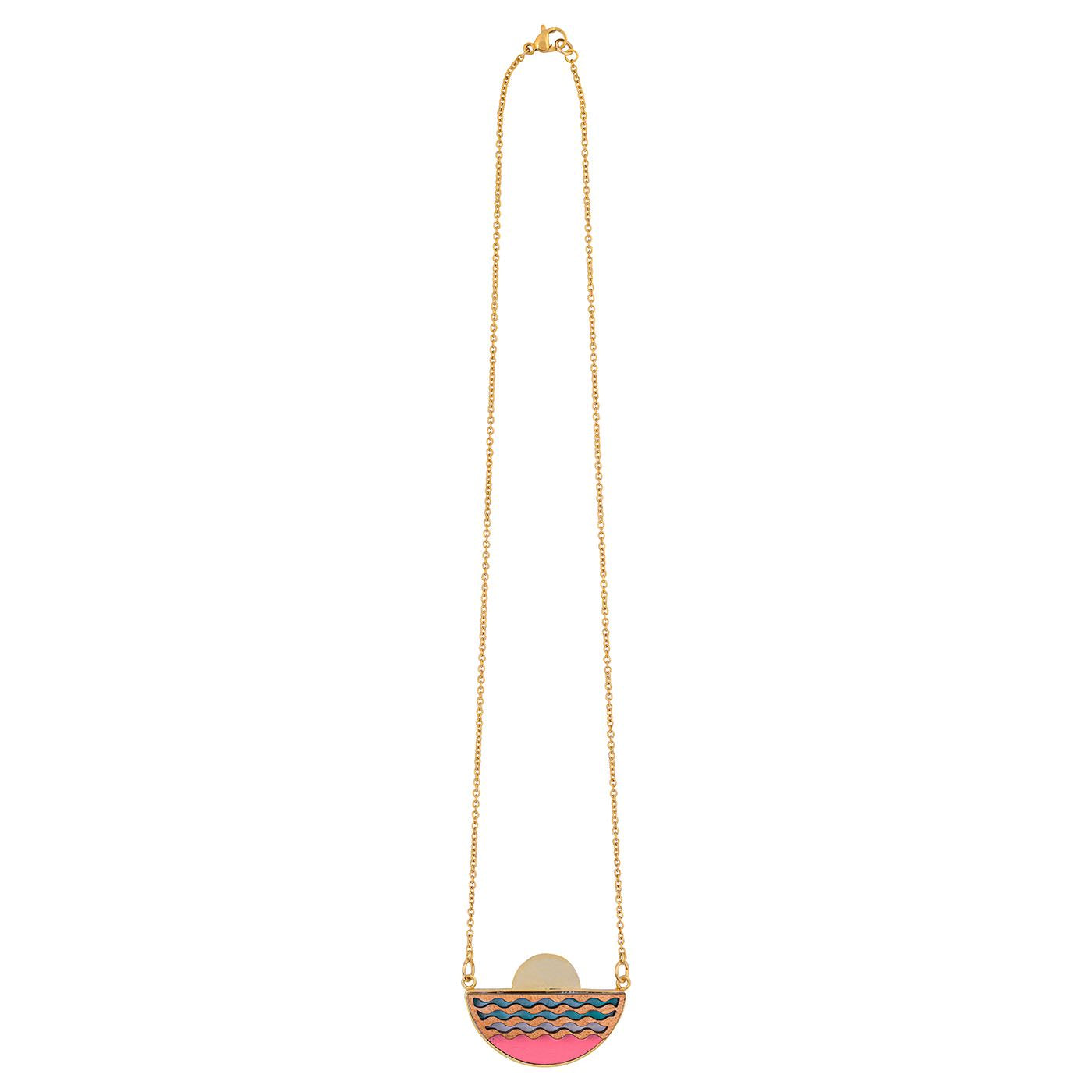 Sunset Recycled Wood Gold Necklace