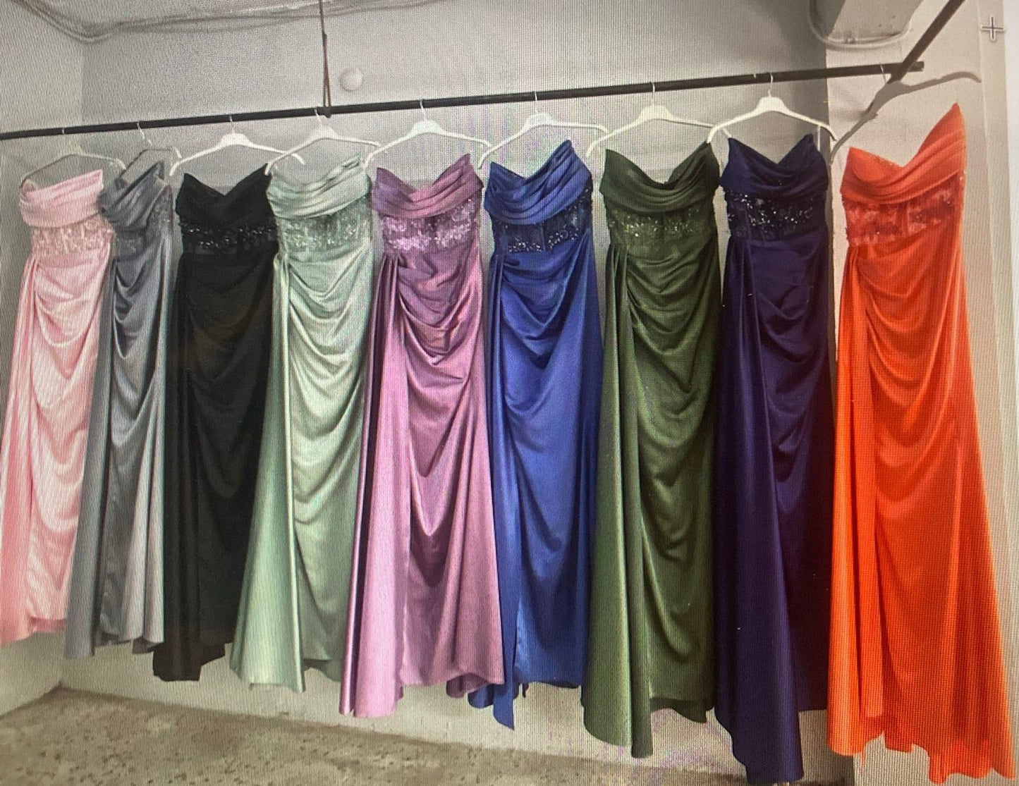 Luxury Draped Satin Evening Gown with Crystal Belt | WS-20-25-B | 3 Colours