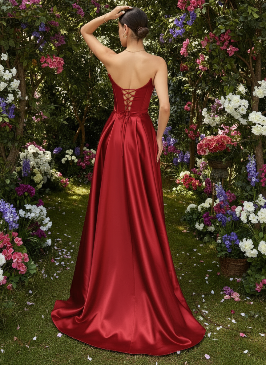 Luxury Strapless Corset Evening Gown | White, Black, Red | Long & Midi | WS-5001
